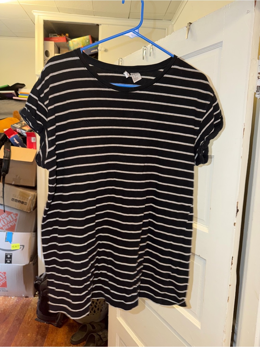 H&M Basics Black & White Striped Swing Dress